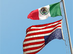 US Flag in distress, subservient to Mexican flag, Los Angeles, 2005